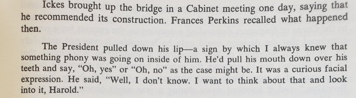 This detail of Frances Perkins knowing when FDR was about to lie.