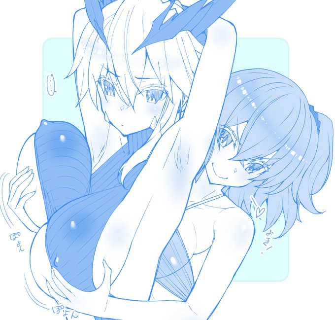 下乳上とじゃれるぐだ子 rkgk  本日の進捗。#今日のらくがき 