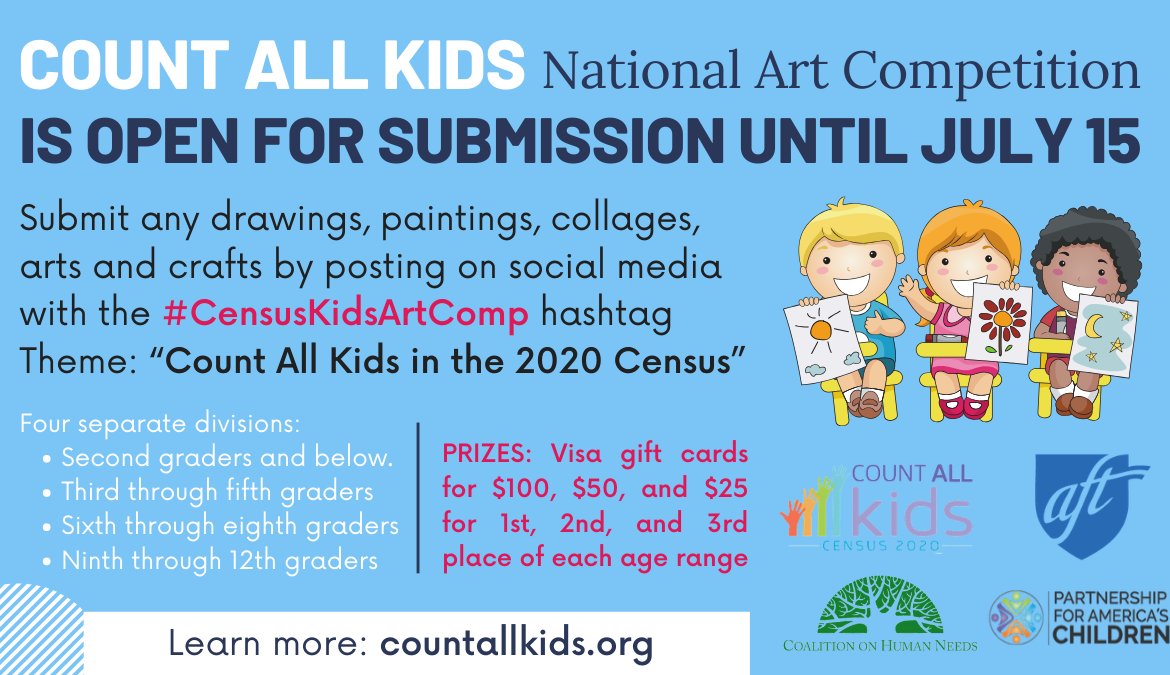 We all know how great indigenous art is, so let's prove it with some Native youth winning the @CountAllKids Census Art Competition! Children submit artistic creations inspired by the theme 'Count All Kids in the #2020Census' Learn how to submit art at: ow.ly/Z10850AmjPj