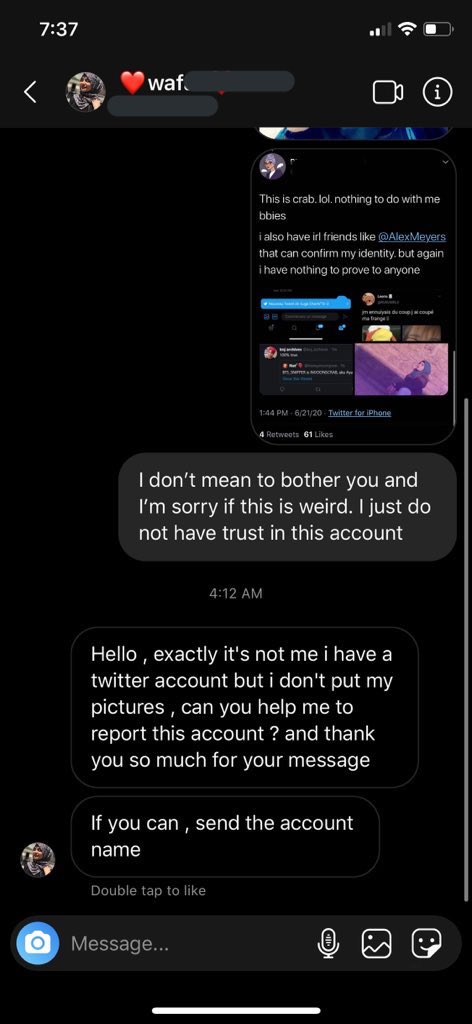 The real person in those photos is not someone named Laila, and they live in the same part of Morocco as Crabs did, not France. This person didn’t even know their photos were being used and wanted snipper’s account reported when I contacted her.