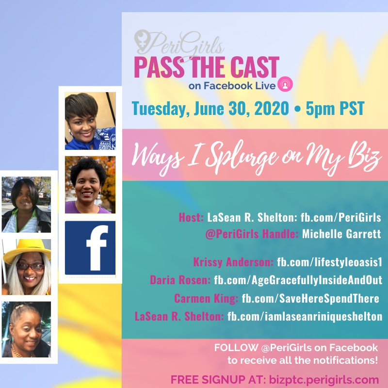 ThePeriGirls's tweet photo. Check out this AMAZING lineup on today's #PeriGirls #FacebookLive #PassTheCast!
Join us at 5 PM PT on our Facebook Business Page:
๐https://t.co/L1i8Kav8I4
Can't wait to hear from these awesome PeriGirls today!
Want to be part of the next event?
๐ https://t.co/3vPijpzQ9A https://t.co/nbB4tMCgum