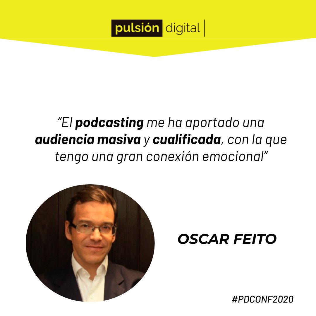 OscarFeito's tweet photo. 💥 ¿Te gustaría aprender cómo multiplicar tu audiencia y conseguir más clientes con una estrategia de audio? En esta ponencia de #PDCONF2020 te cuento las claves del #podcasting 🎙 https://t.co/CUiHjRE1LP Vía @PulsionDigital https://t.co/3eYQKpeAhm