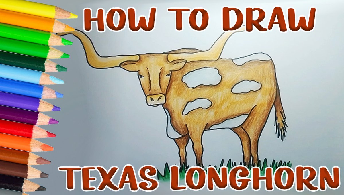 Drawings_Land's tweet photo. How to Draw a TEXAS LONGHORN Easy Step by Step https://t.co/ABtBiZfwrn via @YouTube https://t.co/7kX40tX529