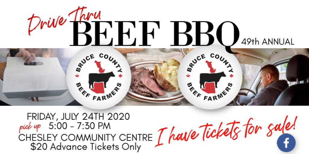 It's still happening! Our 49th annual Beef BBQ is Drive Thru style. Visit Robert's Farm Equipment in Chesley, or get in touch with one of our 22 BCBF directors to buy your tickets! Enjoy your meal at home with a  group of your 10 favorite people.#drivethrubbq #wheresthebeef?