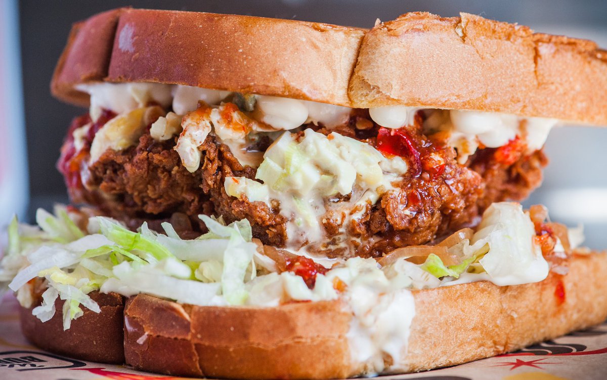 ChefTuDavidPhu's tweet photo. 💥”Du-Ma” Fried Chicken Sandwich: Spicy #maeploy, egg salad, fish sauce-caramelized shallots, pickles, lettuce 💥 
This is my Food Identity. 
#Identity, #JamesBaldwin argues, isn’t something we are born with — rather, it is something we claim for ourselves. What's yours? https://t.co/J0WKtBxko7
