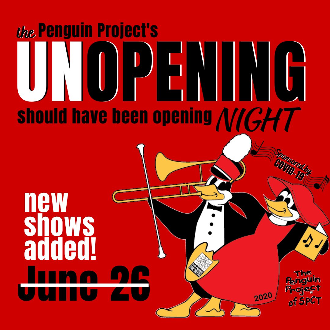 SPCT's tweet photo. Did you miss The #penguinproject of #SPCT's special UnOpening Night Virtual #Fundraiser in honor of what should have been opening night of this year's production, #TheMusicMan Jr.? Great news! The show's been extended and you can set the date and time. https://t.co/8A9FbRj6Hg