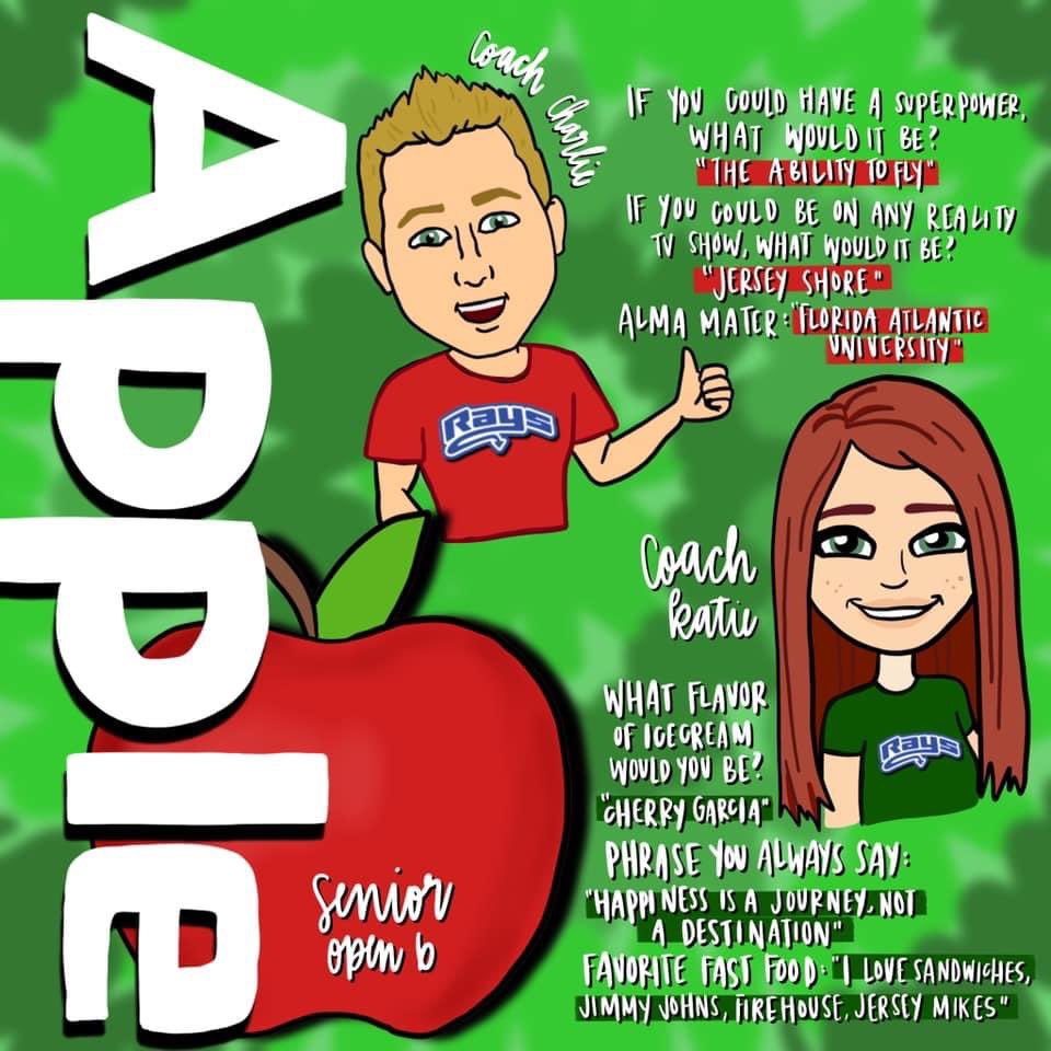 Say hello to the coaches from our Senior Open 6 team, APPLE!! 🍎💚🤙🏻✨🌍🏆 #RAYSthestandard #MOREthanagym
