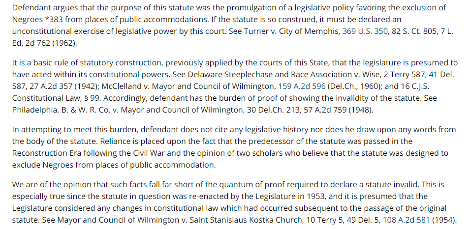 Chief Justice Terry ruled against him, finding that the defense had not proved that the original purpose of the statute was to discriminate against African-Americans. This is frankly, some hot legal bullshit.
