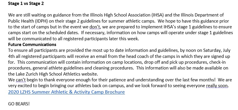 CAMP IS A GO FOR JULY 6TH!!!!!
Please check your emails, Remind app and social media for more info throughout the day. Registration opens at 9am tomorrow. This is a screen shot of the email from Dr. Lambert that was sent out today. #aftermath #Hibernationisover #ATP #WAR