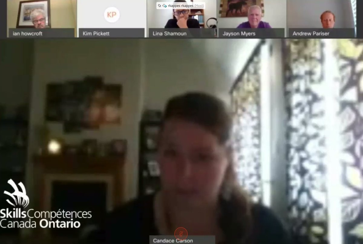 skillsontario's tweet photo. Candace Carson, Chair of OYAP Coordinators Provincial Affiliations, represents the Education Sector at our Virtual Skills Summit and discusses how vital community support is for students. @mscarsonsclass https://t.co/jYtMbG6Ctu