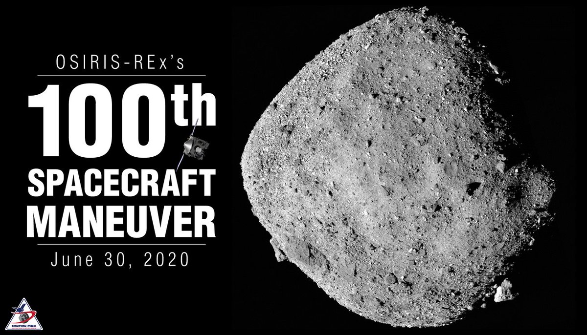 OSIRISREx's tweet image. After nearly 4 years in flight, I’ll be performing my 100th maneuver today. What a great way to celebrate #AsteroidDay 🌑