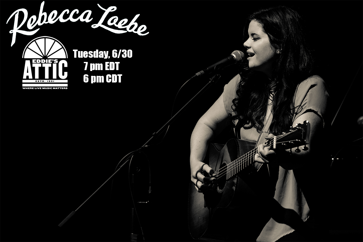 TUNE IN 🔉 Rebecca Loebe streaming LIVE from Austin, TX on The Attic Facebook page tonight @ 7:00 pm! She’ll turn your living room into a virtual Eddie’s Attic outpost as she revisits some of her favorite Attic memories and performs songs from her award-winning catalog.