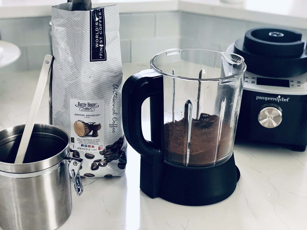 Picturefanatic's tweet photo. This Barrie House Coffee smells AMAZING!!! I can’t wait to taste it! Grind your coffee beans using the Pampered Chef Deluxe Cooking Blender. DM for more info. #coffeelover #quarantineessential #jamminjamaican #howipamperedchef https://t.co/cIAQ5CLpmw