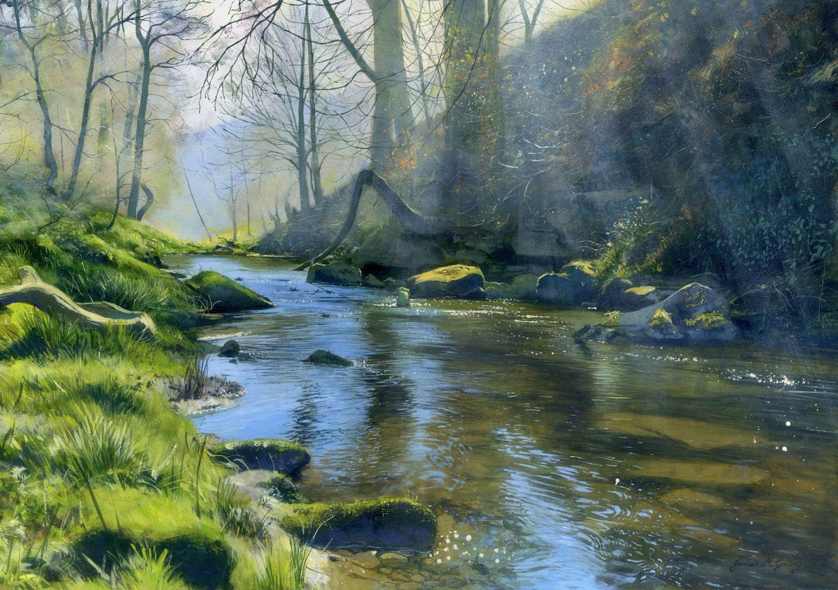 JamesMcgairyart's tweet photo. 'River Rye.' #painting Very happy to have just sold this painting. #acrylicpainting #originalart #landscapepainting #NorthYorkMoors https://t.co/UudaL4C9Sf