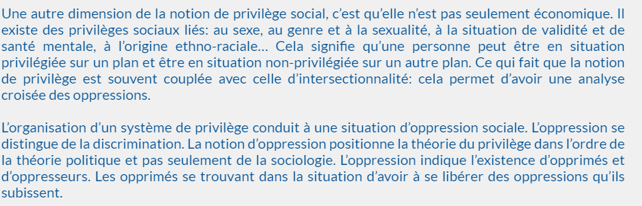 C’est un effet de système. J’insiste. Ca veut dire que l’intention de l’individu n’est pas une variable pertinente.Un bourgeois plein de bons sentiments envers les classes populaires reste un bourgeois. Il continue à profiter de ses privilèges de bourgeois. 2/27