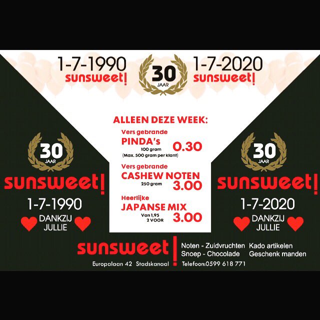 sunsweetskn's tweet photo. Morgen 1 juli alweer 30 jaar onderweg met deze heerlijke winkel, in hartje centrum Stadskanaal !
❤️❤️❤️dankzij jullie❤️❤️❤️ https://t.co/J3WGJUWUYF