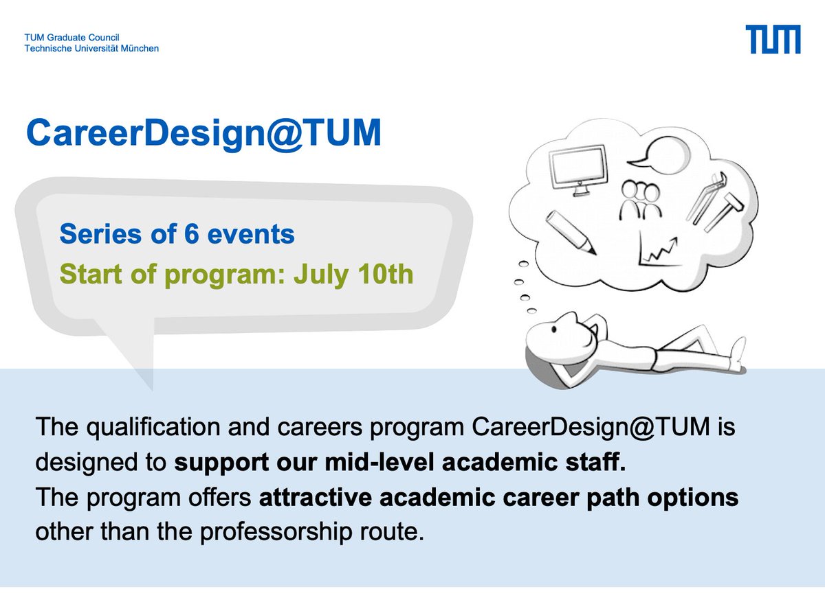 CouncilTum's tweet photo. CareerDesign@TUM +++ save the date +++
Details are to be found soon on https://t.co/bS7KtIa8ji or https://t.co/uK55C3feE8
#TUMunich #Career #CareerPaths #event #TUMevent #SaveTheDate https://t.co/wZqqMK1z2G