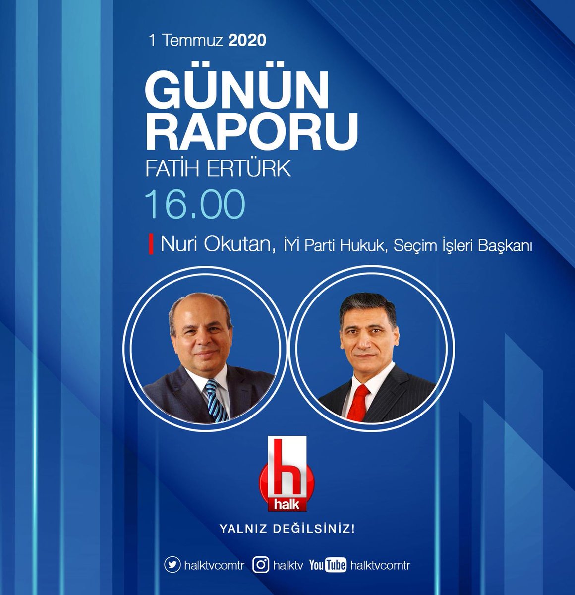 Hukuk ve Seçim İşleri Başkanımız Sn. Nuri Okutan, yarın 16.00’da Fatih Ertürk’ün konuğu oluyor. Çoklu baroları içeren değişiklik tasarısı hakkında İYİ Parti’nin duruşu net! Kaçırmayın.
#SavunmaMitingi 
#SavunmaDireniyor