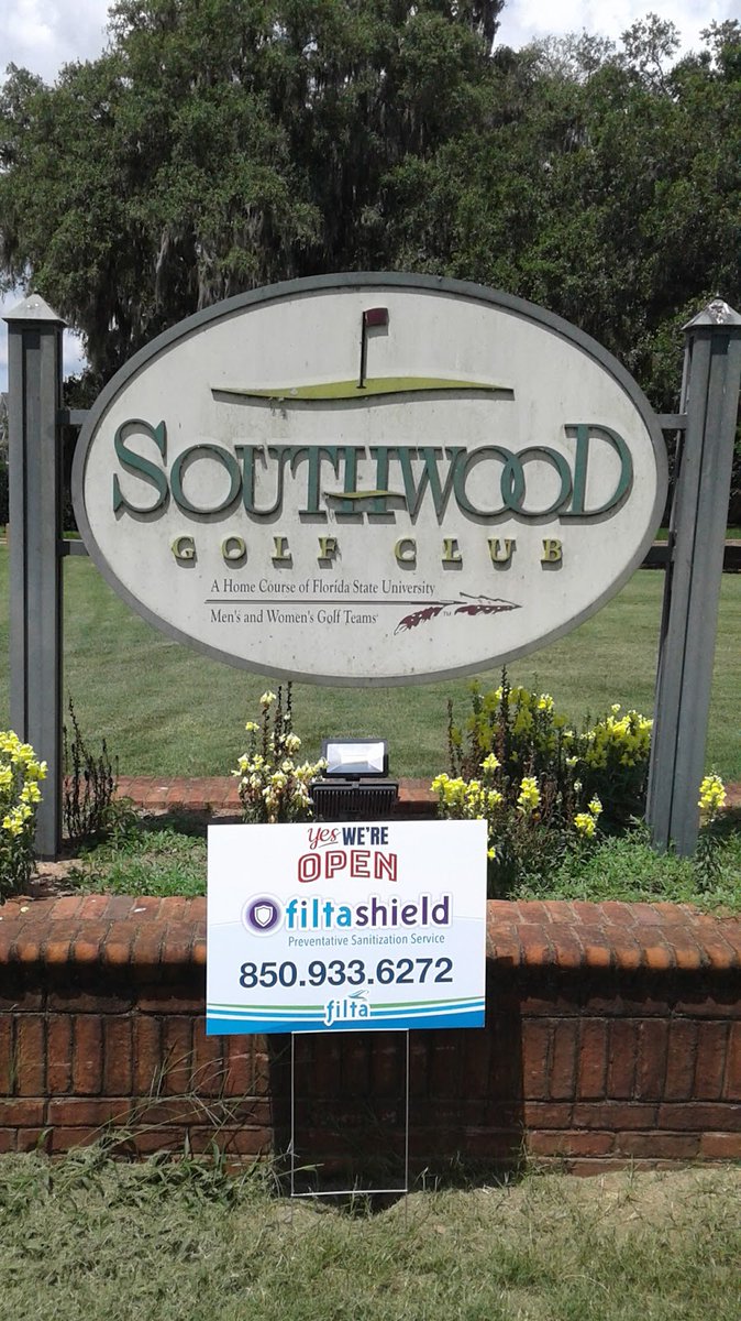FiltaEKS's tweet photo. Southwood Golf Club, a home course of Florida State University and Men’s and Women’s Golf Teams, connected with #Filta Franchise Owner Gene Monteith for sanitization. The #FiltaShield sanitizer is EPA approved & kills enveloped viruses like COVID. #Sanitize #COVID19 #Coronavirus https://t.co/biFQFLBrMY