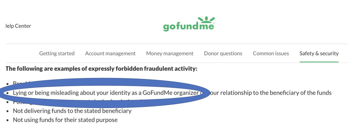 OR you could refrain from creating a fraudulent  @gofundme by organizing a campaign using a fake name.