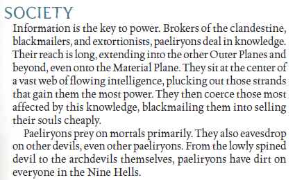 A  #Paeliryon is a skilled manipulator and spymaster. She will lurk around other devils invisibly and collect their secrets. She is cruel with her words, coercing and blackmailing mortals into selling their souls.6/?