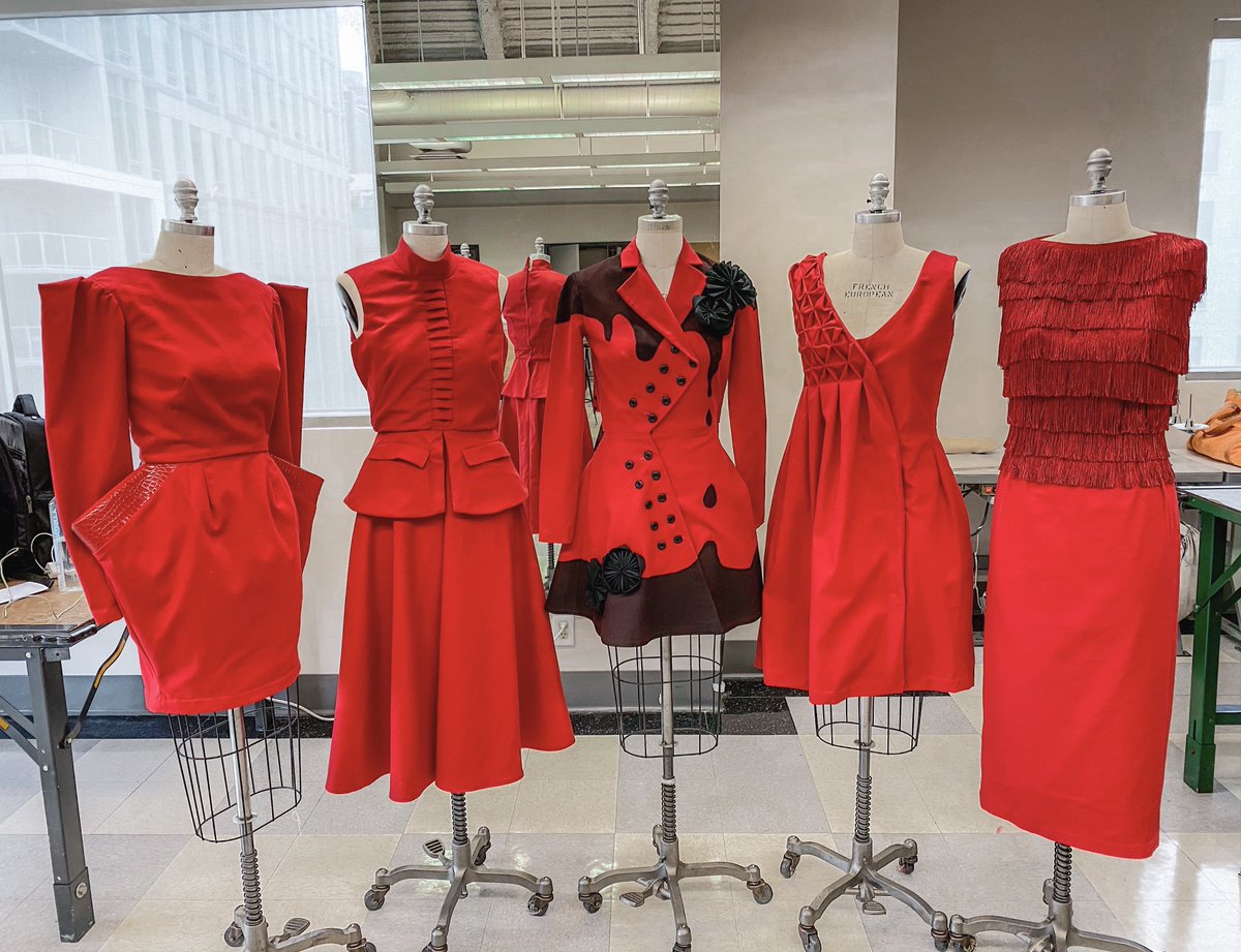 FIDM's tweet photo. Each year, we partner with @American_Heart for a select group of #FashionDesign students to create red dresses in honor of #GoRedForWomen. #FIDMFinals https://t.co/v9ESAmfnoH