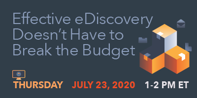 SherpaSoftware's tweet photo. The leading eDiscovery concern is budgetary constraints. The good news: a comprehensive and effective eDiscovery process doesn't have to crush your budget. Join our July 23 eDiscovery webinar to learn how to achieve time and financial savings. https://t.co/mxUfiXDn4C https://t.co/4FB4WfD2Ox
