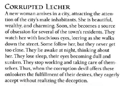 The MM3 goes even further - one of the greatest tools of the  #Paeliryon (here called a Corruption Devil) are her corrupted followers. One of them is the Corrupted Lecher, a beautiful woman who men fall in love with at the expense of all else, unaware of her true nature.8/?