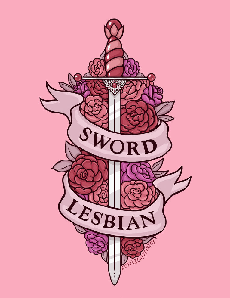 It's the last day of pride and therefore a great time to post the entire set of LGBT+ Armory illustrations!!! Starting off with Sword Lesbian, which was my very first design, featuring roses, because I'm an Utena fan first and foremost (thread)  #PrideMonth    #Pride    #LGBTQ