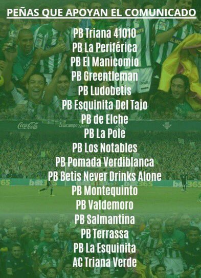 Ludobetis's tweet photo. El peñismo BÉTICO y activo no rinde pleitesía a nadie. Queremos un Betis GRANDE!! #PeñismoYUnion https://t.co/kWsdM9OotJ