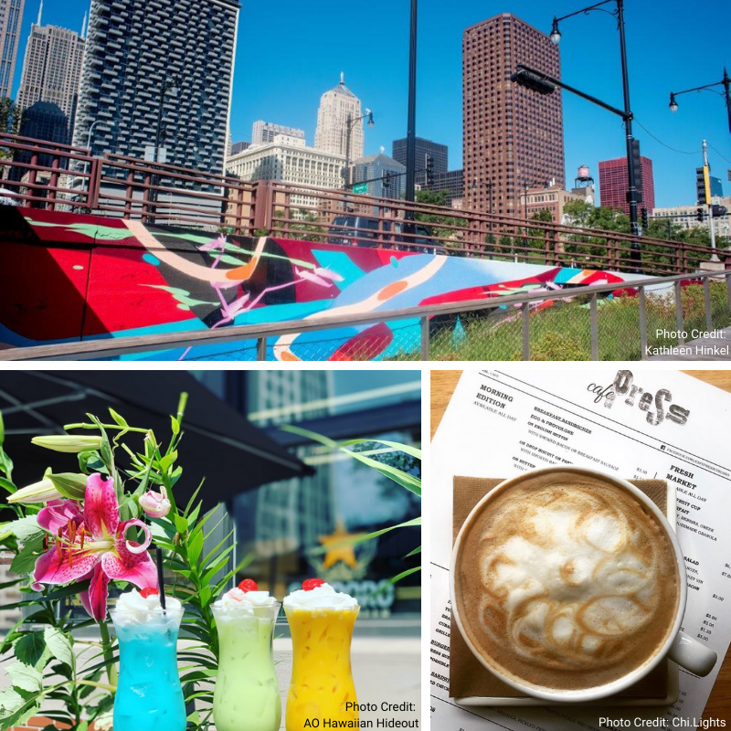 SouthbankChi's tweet photo. Spend a fun day in the #SouthLoop!

1. Grab an AM pick-me-up at @cafepresschi.
2. Explore the #SouthLoop's public #art, including a mural in #SouthbankChicago.
3. Enjoy a tropical refreshment on the patio of AO Hawaiian Hideout, then end your day at #SouthbankPark's riverwalk. https://t.co/8EksAONbEP