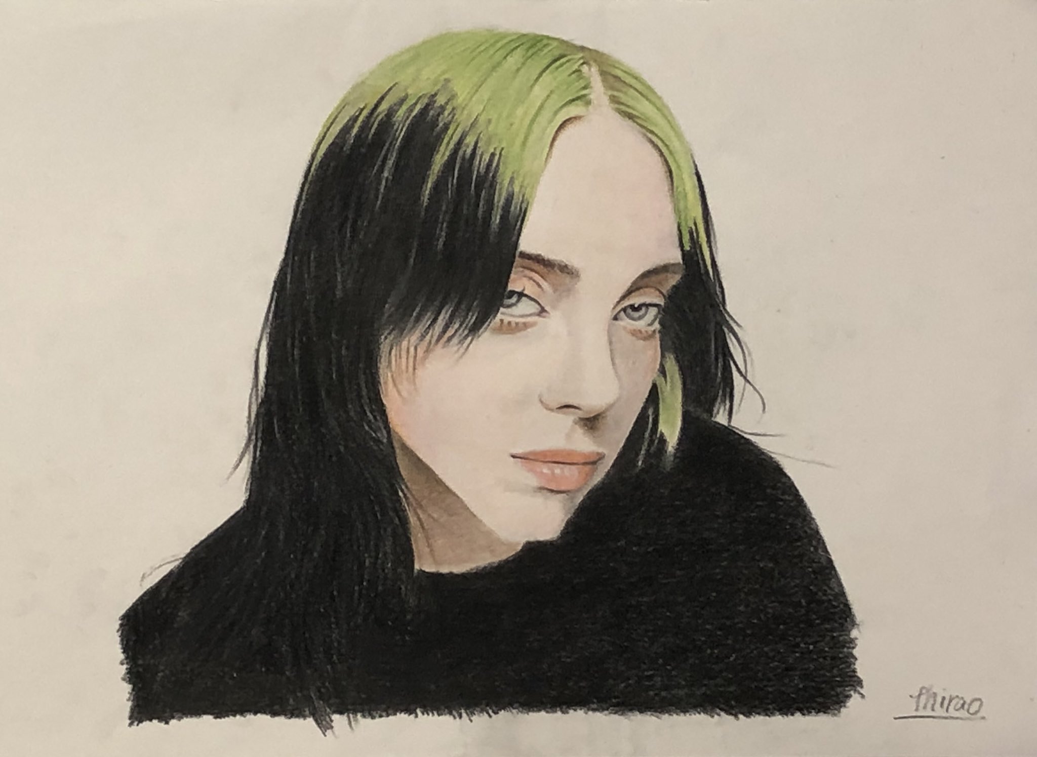 鉛筆画　ビリーアイリッシュ　インテリア てぃらお على X: 