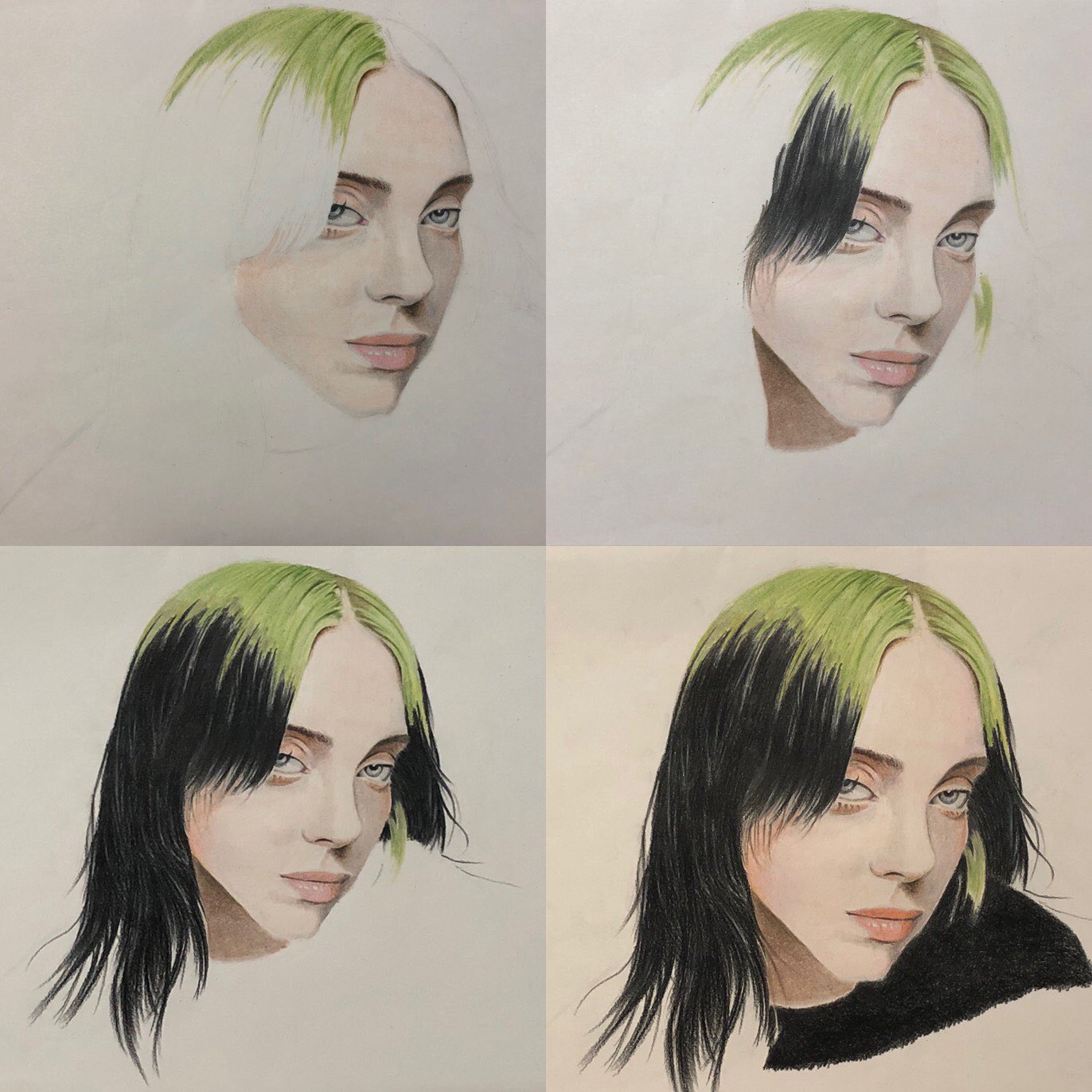 鉛筆画　ビリーアイリッシュ　インテリア てぃらお على X: 