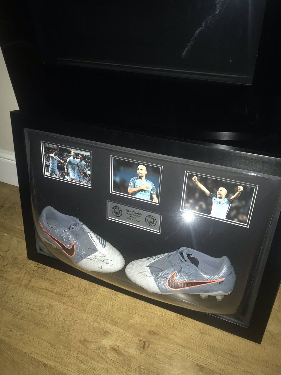 The City legend Pablo Zabaleta’s boots come back from the framer’s today a special thanks to <a href="/pablo_zabaleta/">Pablo Zabaleta</a> <a href="/bootthevirus/">Boot The Virus</a> <a href="/autographartno1/">Autograph Art</a> #MCFC #ManCity