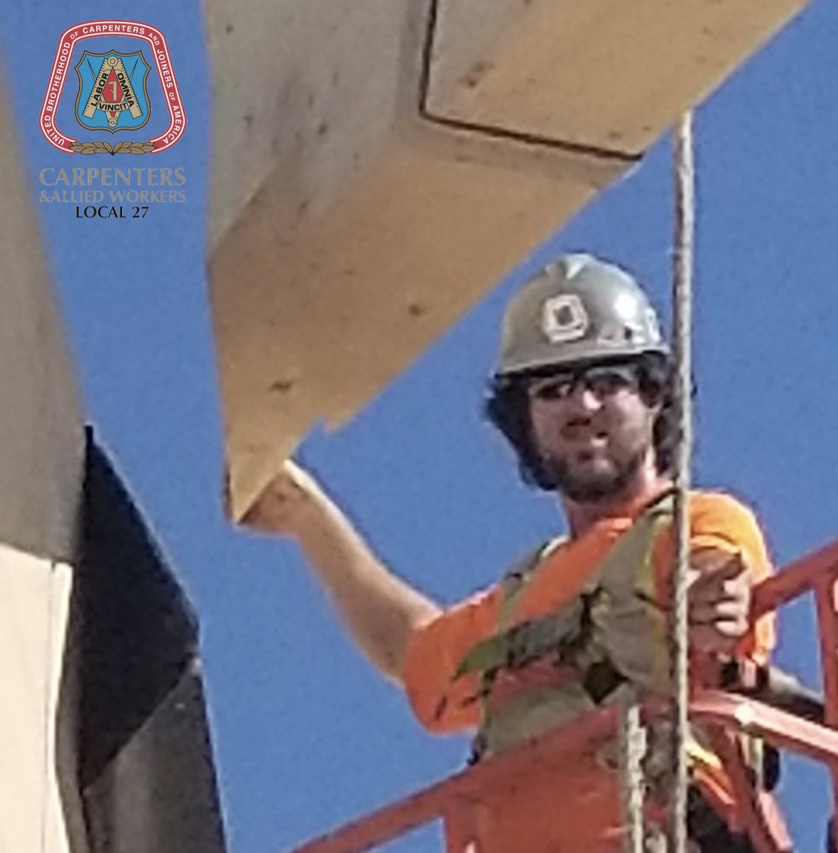 This is Max Stahlbaum! Max came to the Carpenters through Helmets To Hardhats.  Thank you for your service. Max is working for Timmermans installing mass timber at the Friday Harbor project! 🛠👷‍♂️
#Local27 #Carpenters #Union #Construction #MassTimber #HelmetstoHardhats #H2H