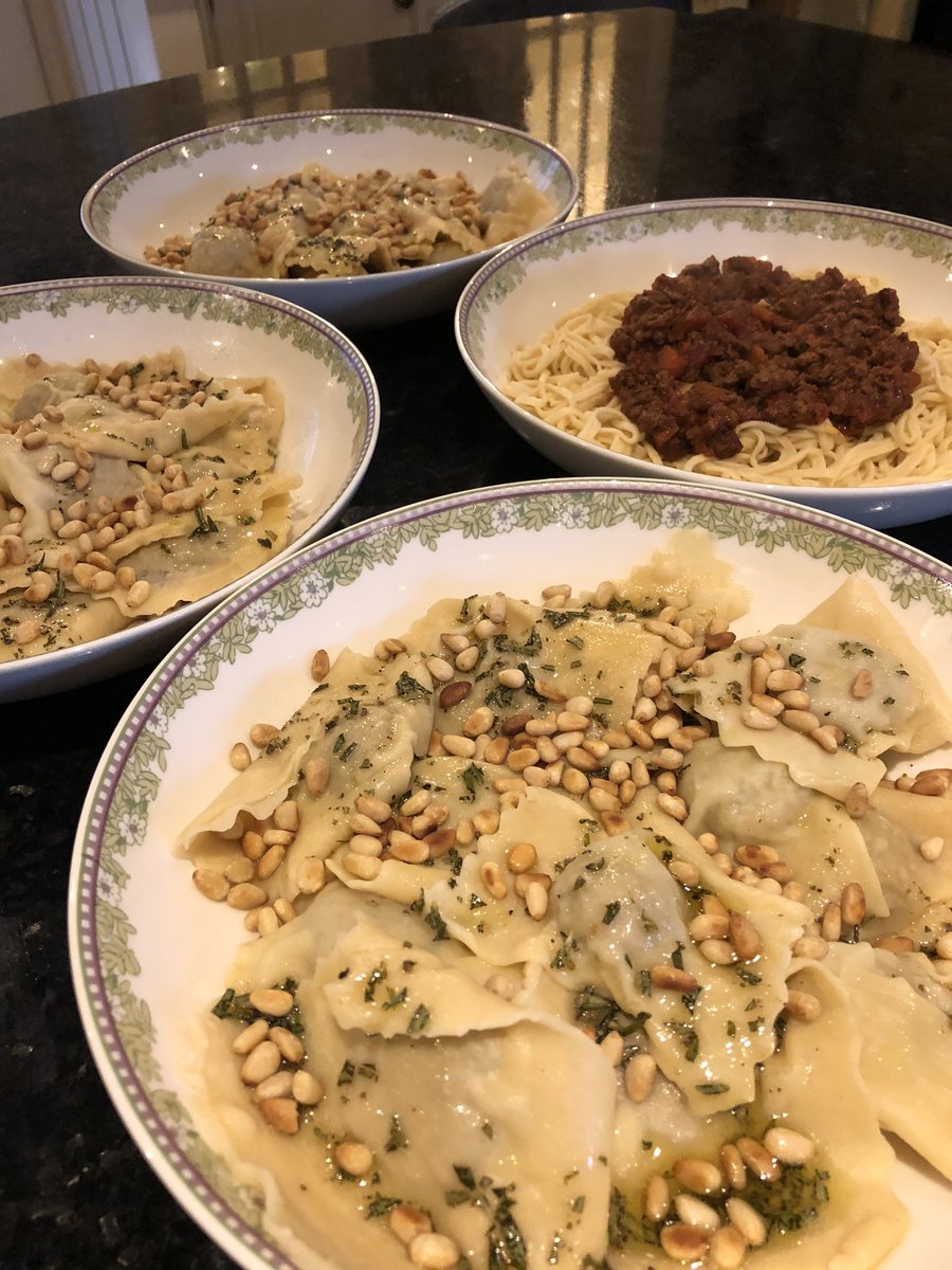 My two pasta dishes for the homemade pasta challenge. Fresh spaghetti with homemade Ragu and Pheasant and mushroom Ravioli with rosemary butter sauce and pinenuts. 😋#SedberghAtHome <a href="/Carus_Sedbergh/">Carus House</a>