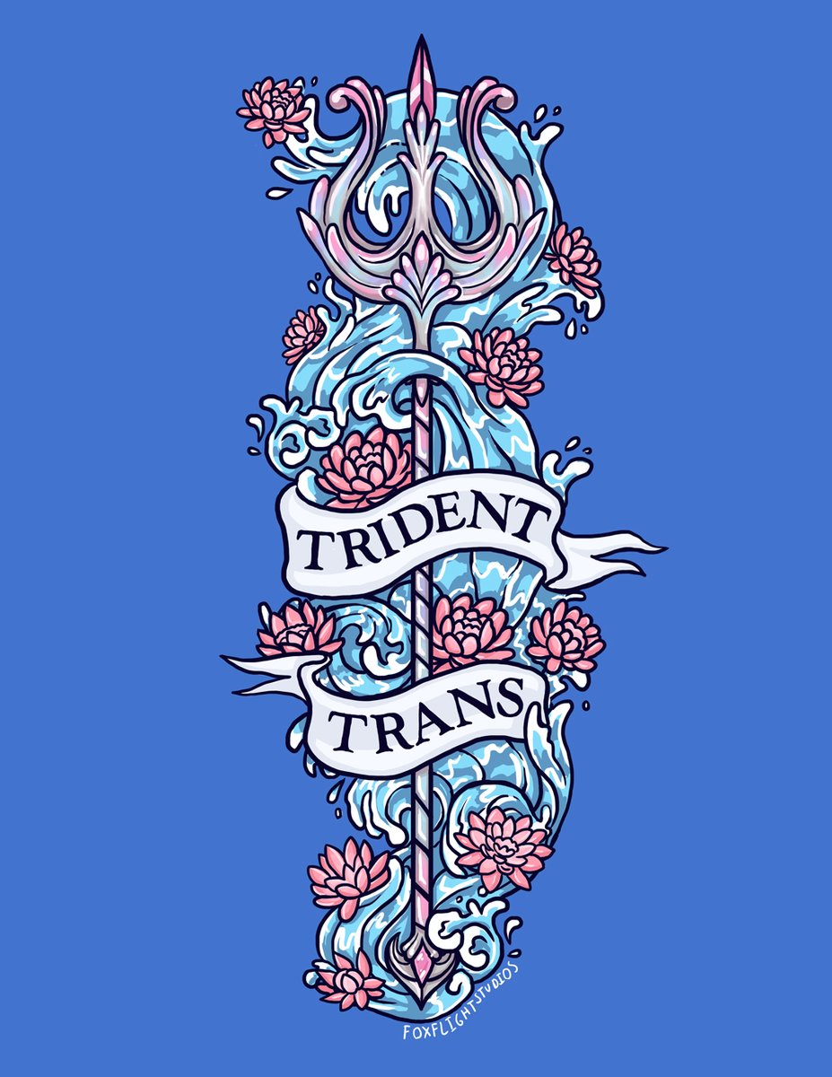 These two weapons are still some of my favorites, because I got to try out wildly different designs. Illustrating the waves in trident trans was one of my favorite parts of the whole armory.  #transpride  #queer