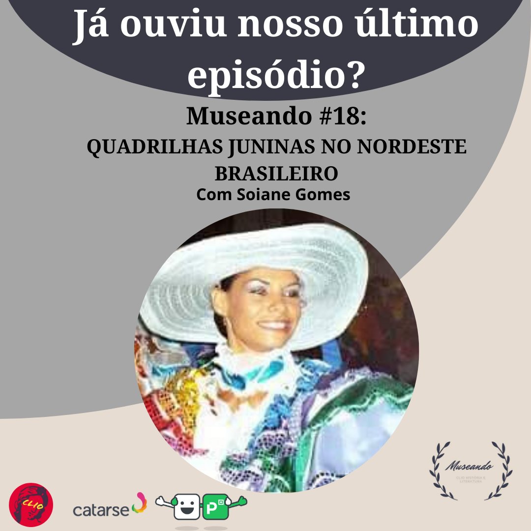 Museando_clio's tweet photo. OLÁ MUSEANDERS! JÁ OUVIRAM NOSSO ÚLTIMO EPISÓDIO?
Conversamos com a Soiane Gomes. Que tal saber um pouco mais sobre essa incrível festa popular? https://t.co/t9uL2iRnCa