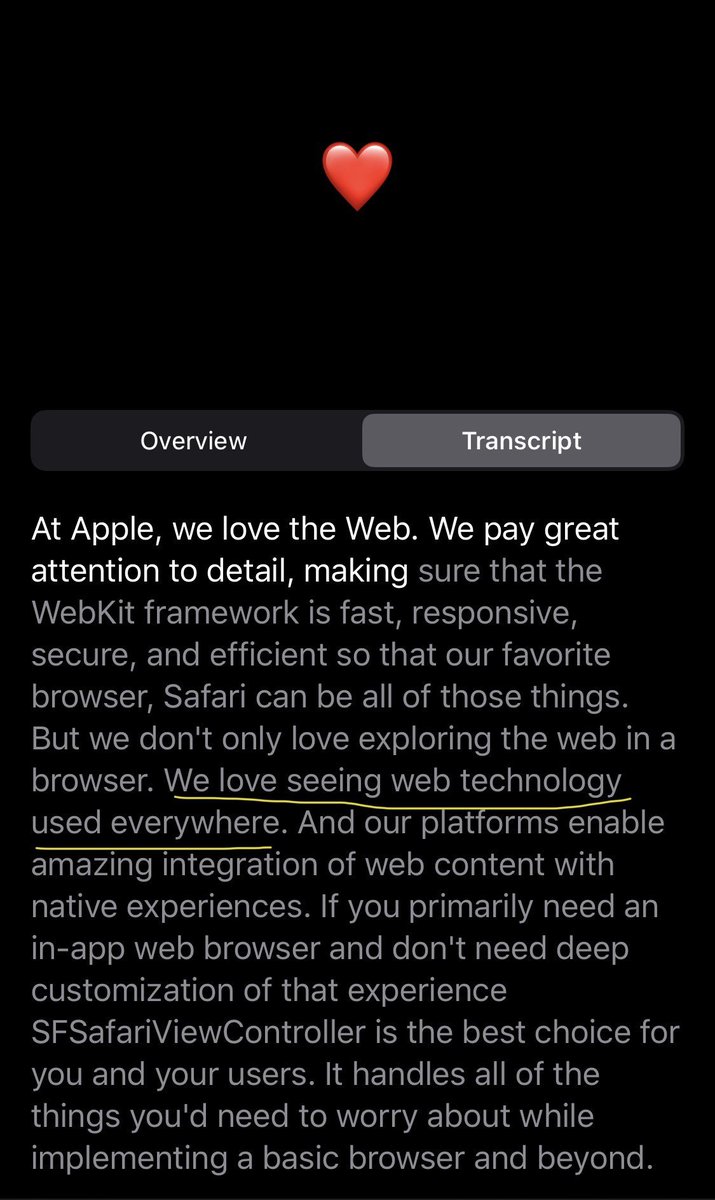 It's funny that both Google and Apple are enforcing every once in a while that they love the Web. They need to tell us that. Maybe it's because some of us sometimes think that might not be the case always. +