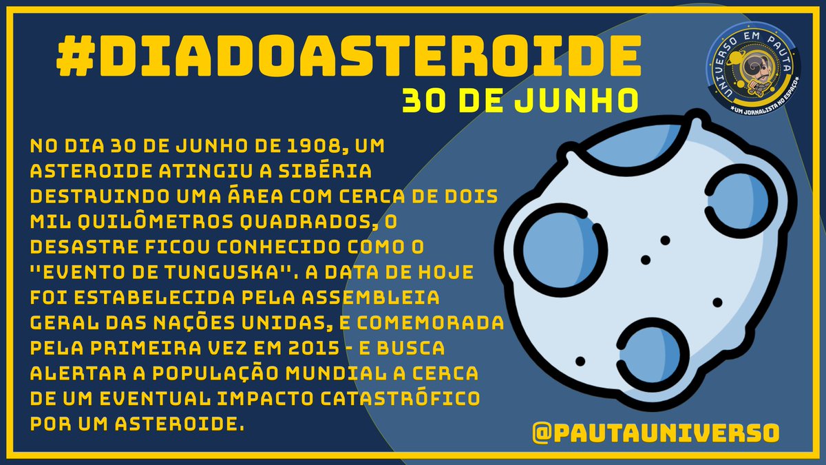 Hoje é comemorado o #DiaDoAsteroide ou #AsteroidDay, mas você sabe por quê?

O dia também vale para aprendermos muita coisa interessante sobre esses pequenos corpos celestes! Acesse as tags #DiaDoAsteroide ou #AsteroidDay 🧐🤔🤯