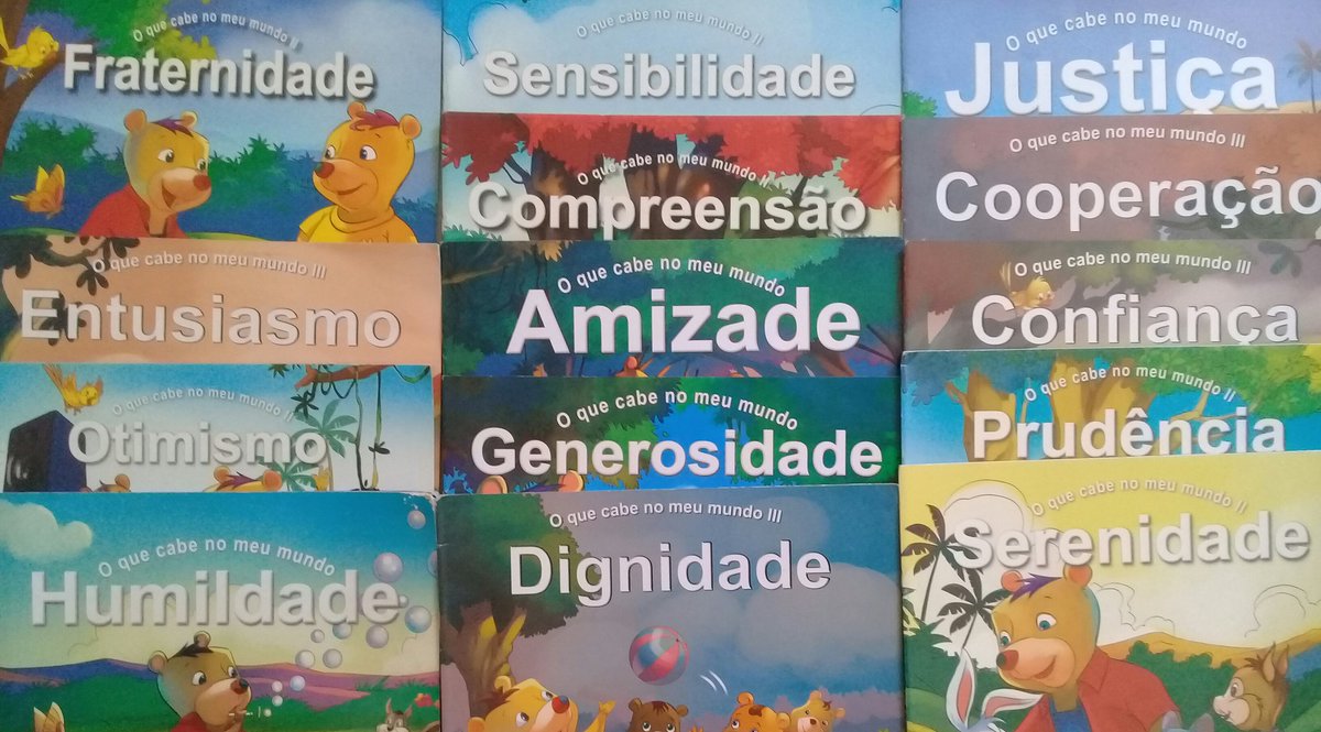 A Renata mandou para mim essa coleção completa de “O que cabe no meu mundo”, são todos de poucas paginas mas com bastante desenhos e explicações do quê significam diversas coisas.