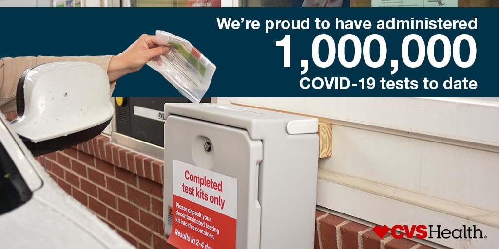 We’re proud to have administered 1M #COVID19 tests across the country as we help America on its path forward in the fight against the virus. Learn more about our testing efforts: cvs.co/2VAG2j7