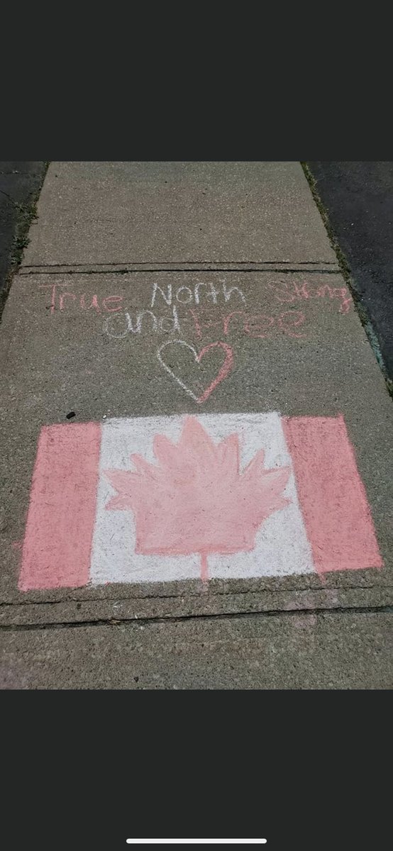 _HaltonHills's tweet photo. Another great drawing from a local resident showing Canadian pride! Tomorrow will be a beautiful day to get outside and draw a message about why you are proud to be Canadian. #hhchalkchallenge #hhcanadaday #activeeasy https://t.co/03yyEOUlFe