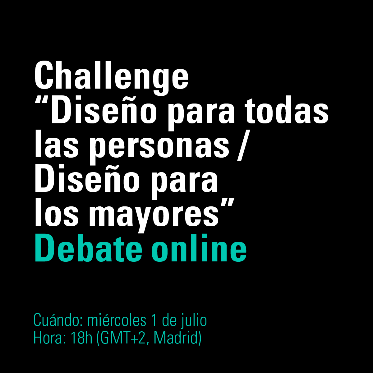 bid_dimad's tweet photo. ¡HOY! 💥
Debate online: 
Envejecimiento, un reto y una necesidad actual para el diseño. | 2ª sesión.
-
18h (GMT+2, Madrid)

👉 https://t.co/zlcVAXOwaL https://t.co/ePxyTSttmr