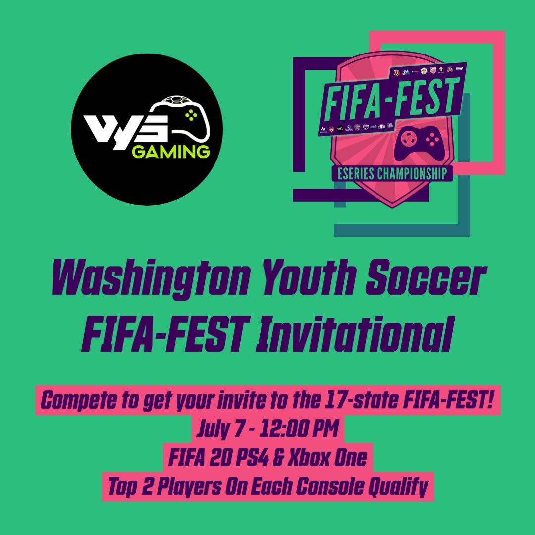 WYS__Gaming's tweet photo. Compete to be the best in Washington—then, the country. Get your invite to FIFA-FEST by competing in our state events: https://t.co/sUZA8ghyRP https://t.co/HVp3aIyd52