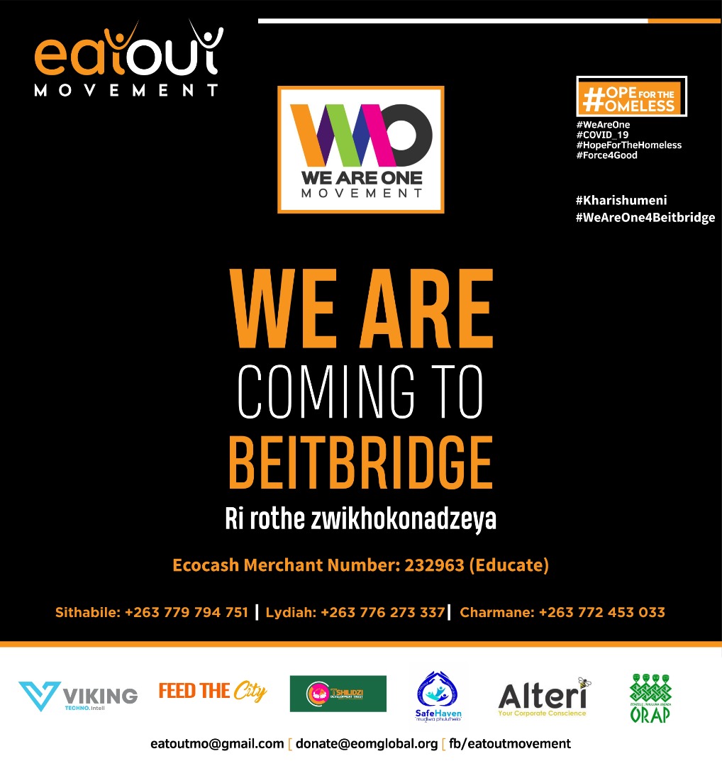 #WeAreOne4Beitbridge.  Our target is 500 households. 

We need everyone's help to achieve this. <a href="/ondebele/">Onias Ndebele</a> <a href="/BusisaMoyo/">Busisa Moyo</a>
<a href="/Yvonne_Maphosa/">Dr. Yvonne Maphosa</a> <a href="/iMisred/">MISRED</a> <a href="/FCPlatinum/">FC Platinum</a> <a href="/ChairmanBLN/">Bekithemba Nkomo</a>
<a href="/MajuruZim/">Allan Majuru</a> <a href="/leit1118/">LEO</a> <a href="/begottensun/">K</a> 

@EatoutM <a href="/TrustTshilidzi/">Tshilidzi Development Trust</a> <a href="/orapzenzele/">ORAP Zimbabwe</a> <a href="/FeedTheCityZW/">Feed The City Zimbabwe</a> <a href="/techno_intell/">VIKING Technointell</a>