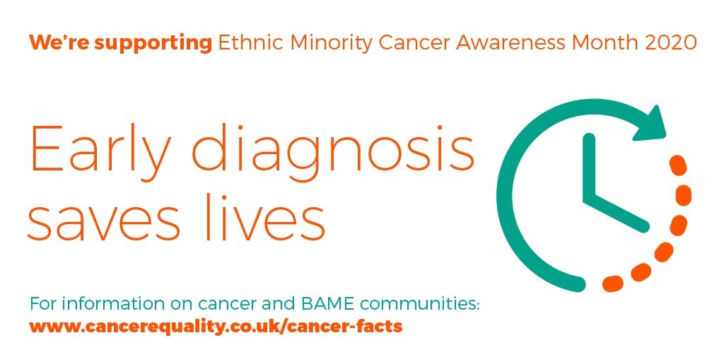 CanSurviveUK's tweet photo. July is Ethnic Minority Cancer Awareness Month. A month long campaign to encourage early diagnosis. @CancerEquality #emcam2020 #cancerequality #BAME #COVIDー19 #earlydiagnosis #cancer https://t.co/ciFy34qEoj
