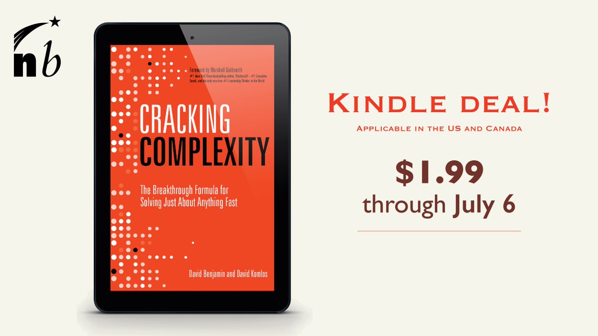 NBUSPublishing's tweet photo. Another Kindle deal is available through July 6! Cracking Complexity by @complexitydk and @complexitydb  is now just $1.99, so hurry and start solving your organizations toughest challenges.

#crackingcomplexity #smartreads #business #deals #ereader #solutions #betterbusiness https://t.co/zVc87cxZkB