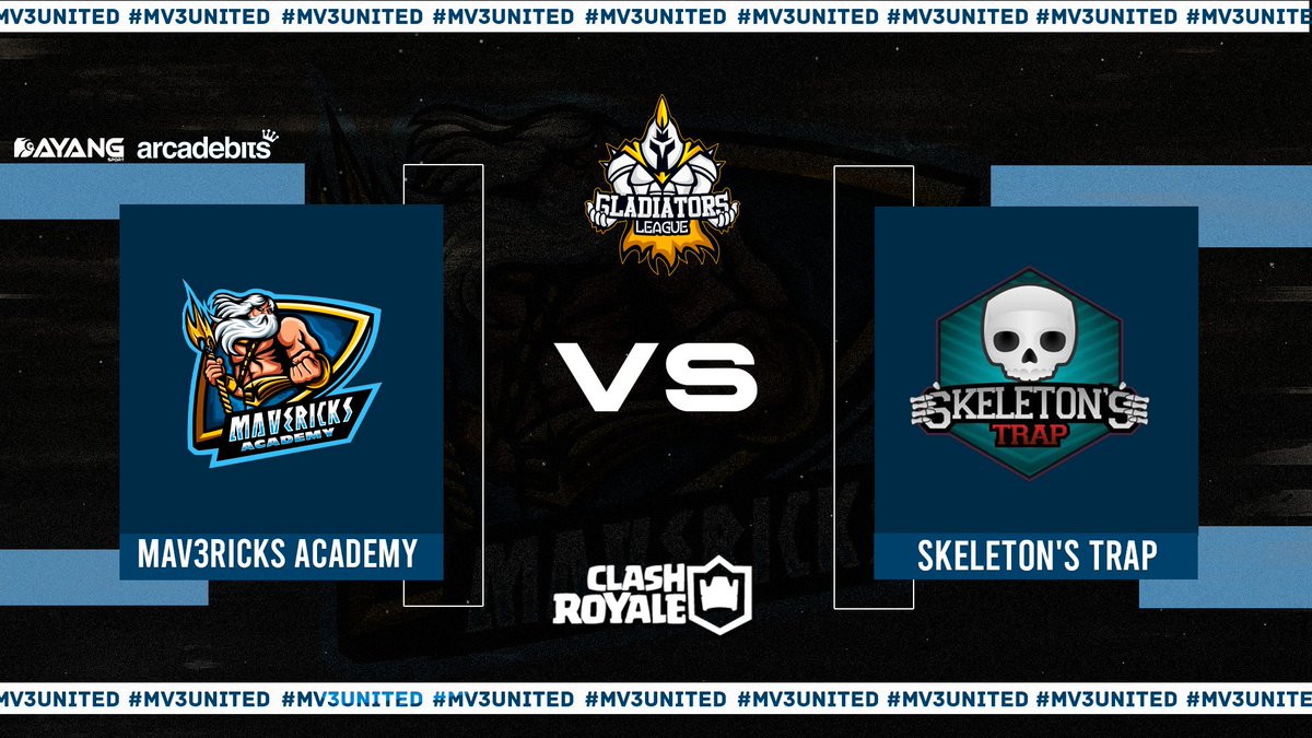 📲 #CLASHROYALE

Día más de chill en #CR con partido de nuestra #Academy 🆚 <a href="/SkeletonsTrapCR/">Skeleton's Trap💀</a> 

🏆 Vamos chicos, a por esa <a href="/GladiatorsL_Org/">Gladiators League</a> 👏🏽👏🏽

#MV3United🌊