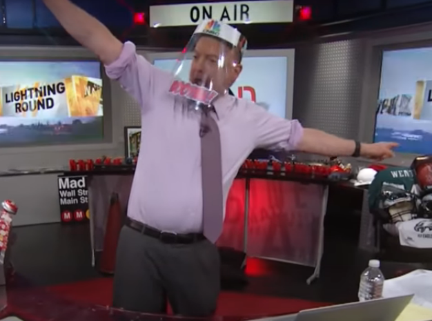 NationalSignsTX's tweet photo. Jim Cramer knows a great Face Shield when he sees one!  

Buy yours today at https://t.co/u96ojC1z3N

Booyah!!! https://t.co/LZC89jbsuL